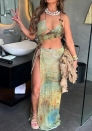 (Real Image)2025 Styles Women Sexy Cutout Fashion Printed Bodycon Dress with Leg-Lengthening Effect