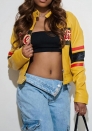 (Real Image)2025 Styles Women Fitted Crop Embroidered Color-Blocked Short Jacket