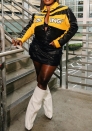 (Real Image,Only Tops)2025 Styles Women Fitted Embroidered Contrast Collar Long-Sleeved Jacket