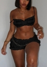 (Real Image)2025 Styles Women  Two Pieces Sets Black tops and shorts