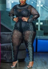 2021 Styles Women Fashion INS Styles Fashion Autumn Sequins Plus Size Jumpsuit