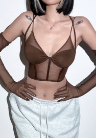 (Not Glove)(Real Image)2022 Styles Women Fashion Summer INS Styles Mesh Tops