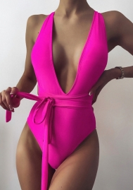 (Real Image)2022 Styles Women Fashion INS Styles Deep V Neck One Piece Swimwear