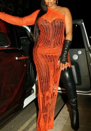 (Orange)2022 Styles Women Fashion Summer TikTok&Instagram Styles Sweater Hollow Maxi Dress
