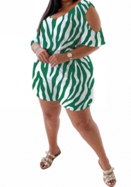 (Green)(Plus Size)2023 Styles Women Sexy&Fashion Spring&Summer TikTok&Instagram Styles Cold Shoulder Romper