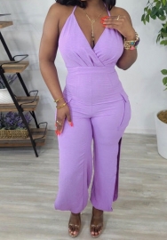 (Plus Size)(Purple)2023 Styles Women Sexy&Fashion Spring&Summer TikTok&Instagram Styles Solid Color Jumpsuit