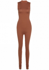 (Brown)2023 Styles Women Sexy&Fashion Spring&Summer TikTok&Instagram Styles Solid Color Slim Jumpsuit