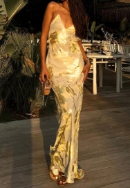(Real Image)2023 Styles Women Sexy&Fashion Autumn/Winter TikTok&Instagram Styles Gold Backless Strap Maxi Dress