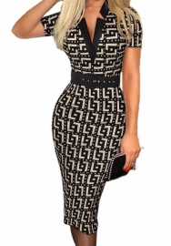 2024 Styles Women Sexy&Fashion Sprint/Summer TikTok&Instagram Styles V Neck Short Sleeve Print Midi Dress