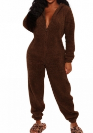 (Coffee)2024 Styles Women Sexy&Fashion Sprint/Summer TikTok&Instagram Loungwear Hoodie Long Sleeve Jumpsuit