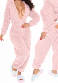 (Pink)2024 Styles Women Sexy&Fashion Sprint/Summer TikTok&Instagram Loungwear Long Sleeve Hoodie Jumpsuit