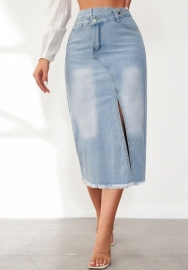 (Real Image)2024 Styles Women Sexy&Fashion Sprint/Summer TikTok&Instagram Ripped Jeans Split Skirts