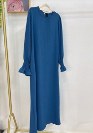 (Real Image)2024 Styles Women Muslim Tassel Long Sleeve Maxi Dress