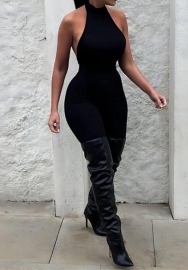 (Black)2024 Styles Women Summer Fashion Sexy Slimming Backless Off-The-Shoulder Halter Long Jumpsuit