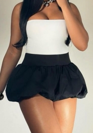 (Only Bottom,Black)2024 Styles Women Summer Solid Color Versatile Bubble Skirt High-Waisted Super Short Half Skirt