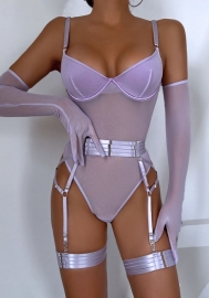 (Real Image)2024 Styles Women Erotic Lingerie Set with Tied Lace, Patchwork and Gloves