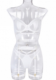 (Real Image)2024 Styles Women Lace Gathered Cut-Out Mesh Sexy Erotic Lingerie Four-Piece Set