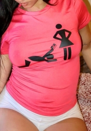 (Real Image)2024 Styles Women Casual Printed Lettering Slim Spice Short-Sleeved T-Shirt