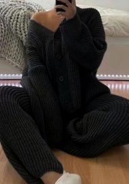 (Real Image)2024 Styles Women Long Sleeve Cardigan & Pant Knitwear Set for Ultimate Comfort & Style