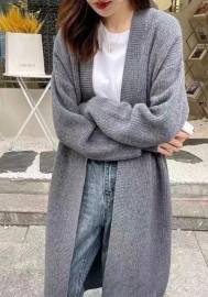 (Only Coat,Real Image)2024 Styles Women Mid-Length Knitted Cardigan Sweater Coat with Soft and Cozy Lazy Chic Style