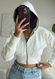 (Real Image)2024 Styles Women Autumn/Winter Zippered Hooded Knit Cardigan with Long Sleeves