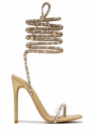 (Gold)2025 Styles Women Strappy Cutout Peep-Toe Stilettos: Slimming and Chic Roman-Style Sandals