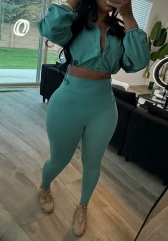 (Real Image)2025 Styles Women Drawstring Waist-Cinching Crop Top with High-Waist Skinny Pants Set
